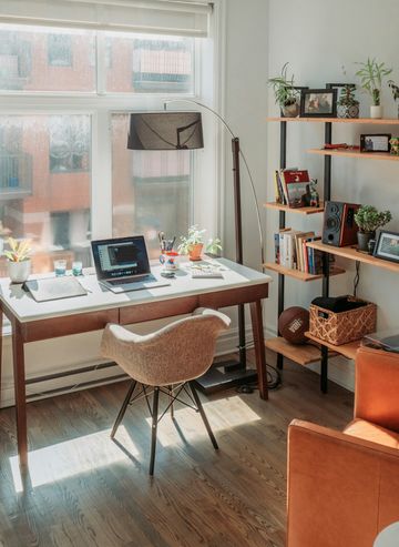 A bright home office set up for online English lessons